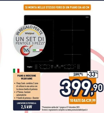 Unieuro Wl b8160 ne nero da incasso 59 cm piano cottura a induzione 4 fornello(i) offerta