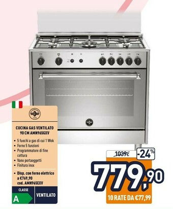 Unieuro Bertazzoni la germania americana amn965gxv cucina piano cottura acciaio inossidabile gas a+ offerta