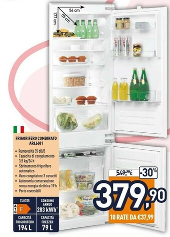 Unieuro Arl 6601 frigorifero con congelatore da incasso 273 l f bianco offerta