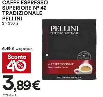 Coop CAFFÈ ESPRESSO SUPERIORE N° 42 TRADIZIONALE PELLINI 2 × 250 g offerta