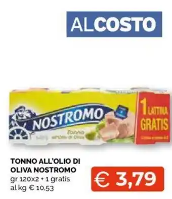 Mercatò TONNO ALL'OLIO DI OLIVA NOSTROMO gr 120x2+1 gratis offerta