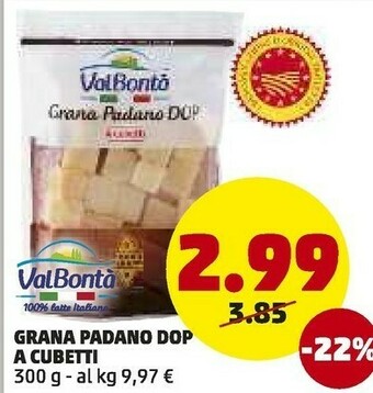 PENNY Valbonta grana padano dop a cubetti offerta