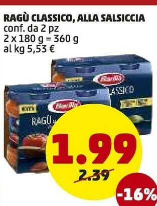 PENNY Ragù alla salsiccia 360 g(ml) offerta