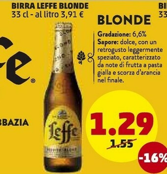 PENNY Leffe - blonde 330 g(ml) offerta