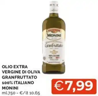 Mercatò OLIO EXTRA VERGINE DI OLIVA GRANFRUTTATO 100% ITALIANO MONINI ml 750 offerta