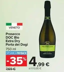 Carrefour Market Prosecco DOC Bio Extra Dry Porta dei Dogi 750 ml offerta