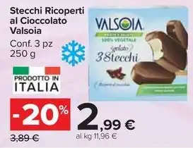 Carrefour Market Stecchi Ricoperti al Cioccolato Valsoia Conf. 3 pz offerta