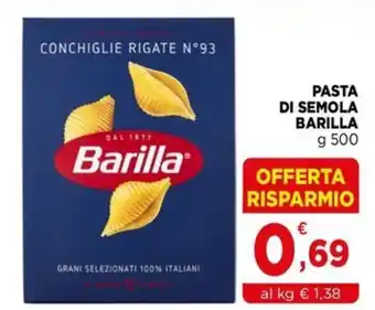 Gran mercato PASTA DI SEMOLA BARILLA g 500 offerta