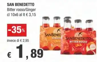 Crai SAN BENEDETTO Bitter rosso/Ginger cl 10x6 offerta