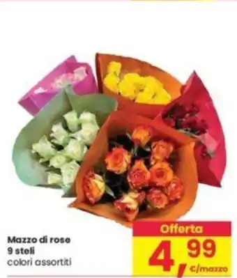 Interspar Mazzo di rose 9 steli colori assortiti offerta