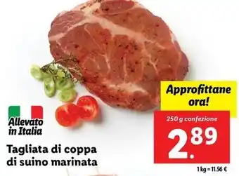 Lidl Tagliata di coppa di suino marinata 250 g confezione offerta