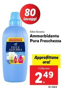 Lidl Felce Azzurra Ammorbidente Pura Freschezza 2 l flacone offerta