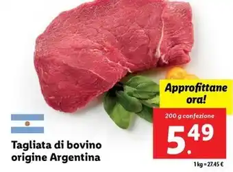 Lidl Tagliata di bovino origine Argentina 200 g confezione offerta