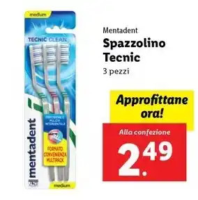Lidl Mentadent Spazzolino Tecnic 3 pezzi offerta