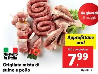 Lidl Grigliata mista di suino e pollo 950 g confezione offerta