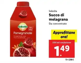 Lidl Solevita Succo di melagrana Da concentrato 500 ml confezione offerta