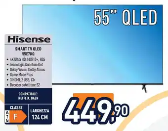 Unieuro Hisense SMART TV QLED 55E7KQ offerta