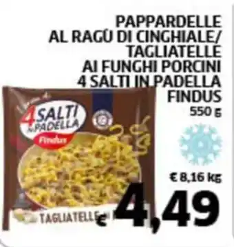 Ecu Discount PAPPARDELLE AL RAGU DI CINGHIALE/ TAGLIATELLE AI FUNGHI PORCINI 4 SALTI IN PADELLA FINDUS 550 g offerta