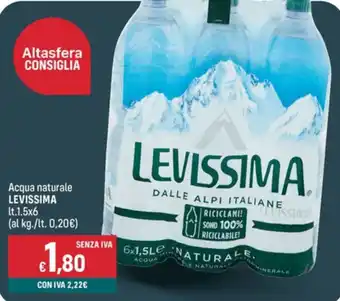 Altasfera Acqua naturale LEVISSIMA lt. 1.5x6 offerta