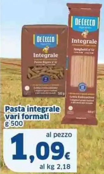 Sigma Pasta integrale vari formati g 500 offerta