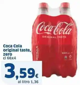 Sigma Coca Cola original taste, zero cl 66x4 offerta