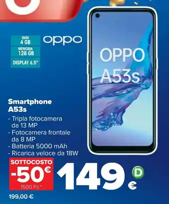 Carrefour Iper Oppo Smartphone A53s offerta
