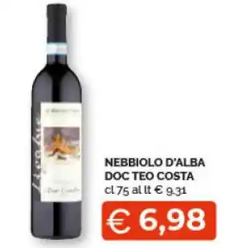 Mercatò Extra NEBBIOLO D'ALBA DOC TEO COSTA cl 75 offerta