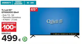 Carrefour Iper Qbell Tv Led 65" QT65GX93 offerta
