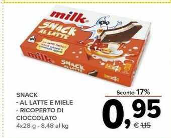Todis Milk snack al latte e mielen offerta