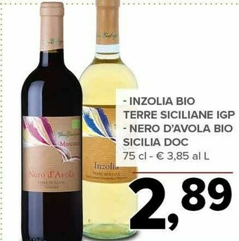 Todis Inzolia bio terre siciliane igp/ nero d'avola bio sicilia doc offerta