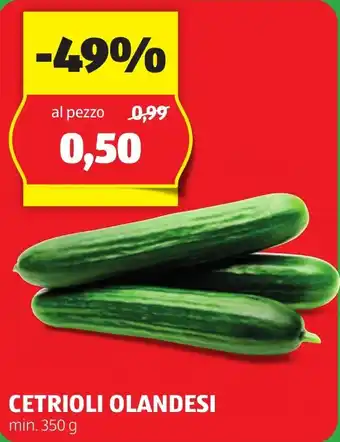 ALDI CETRIOLI OLANDESI min. 350 g offerta