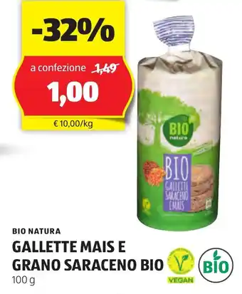 ALDI BIO NATURA GALLETTE MAIS E GRANO SARACENO BIO 100 g offerta