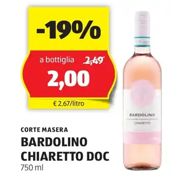ALDI CORTE MASERA BARDOLINO CHIARETTO DOC 750 ml offerta
