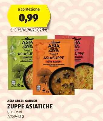 ALDI ASIA GREEN GARDEN ZUPPE ASIATICHE gusti vari 72/59/43 g offerta