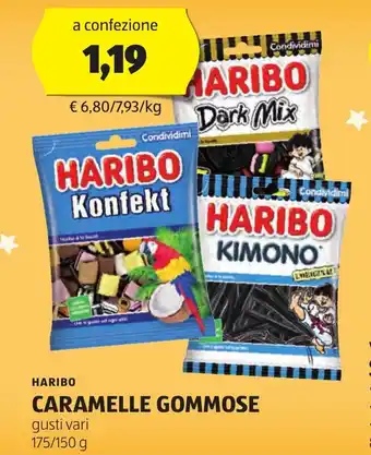 ALDI HARIBO CARAMELLE GOMMOSE gusti vari 175/150 g offerta