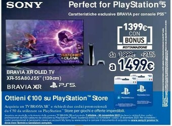 Unieuro Bravia xr-55a80j - smart tv oled 55 pollici, 4k ultra hd, hdr, con google tv (nero, modello 2021) offerta