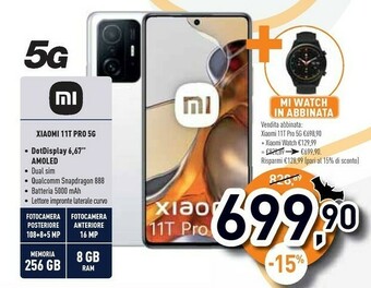 Unieuro Smartphone 11t pro 5g offerta