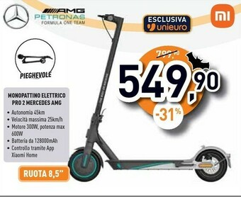 Unieuro Xiaomi monopattino elettrico pro 2 mercedes amg offerta