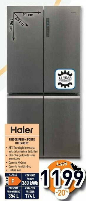 Unieuro Cube 90 serie 5 htf-540dp7 frigorifero multi-door libera installazione 528 l f platino, acciaio inossidabile offerta