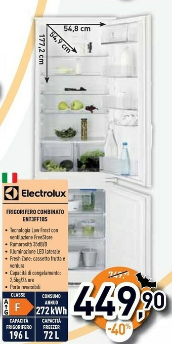Unieuro Ent3ff18s frigorifero con congelatore da incasso 267 l a+ bianco offerta