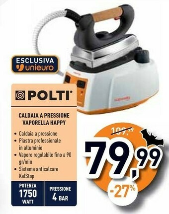 Unieuro Caldaia vaporella 655 0,7 l alluminio bianco offerta