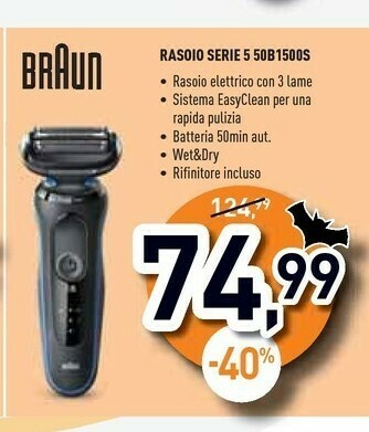Unieuro Series 5 50-b1500s rasoio elettrico uomo con regolabarba, blu offerta