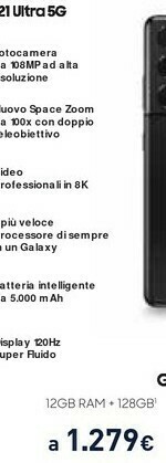Unieuro Galaxy s21 ultra 5g 128gb offerta