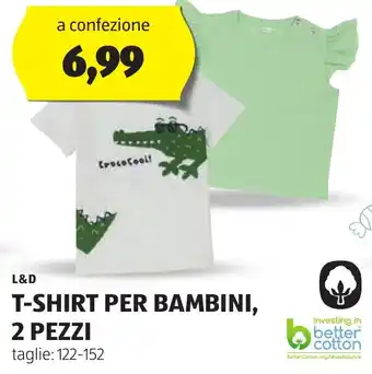 ALDI L&D T-SHIRT PER BAMBINI, 2 PEZZI offerta