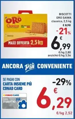 Spazio Conad BISCOTTI ORO SAIWA classico, 2,5 kg offerta