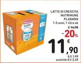 Spazio Conad LATTE DI CRESCITA NUTRIMUNE PLASMON 1-3 anni, 1 litro x6 offerta
