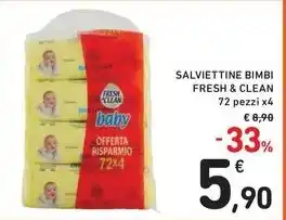 Spazio Conad SALVIETTINE BIMBI FRESH & CLEAN 72 pezzi x4 offerta