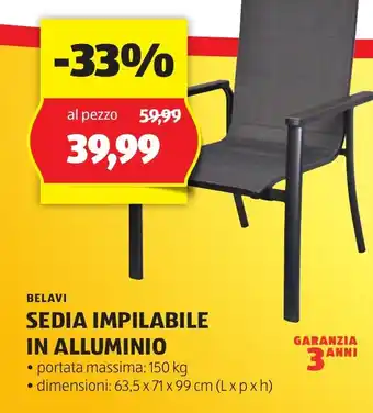 ALDI BELAVI SEDIA IMPILABILE IN ALLUMINIO offerta