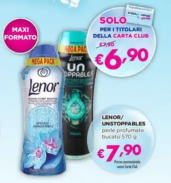 Acqua & Sapone LENOR/ UNSTOPPABLES perle profumate bucato 570 g offerta