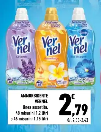 Spazio Conad AMMORBIDENTE VERNEL linea assortita, 48 misurini 1,2 litri o 46 misurini 1,15 litri offerta